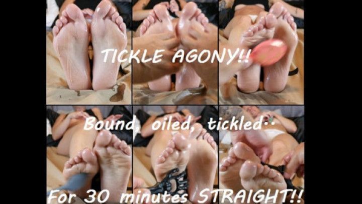 30 Minutes of Bound Oiled Foot Tickling AGONY Close-Up