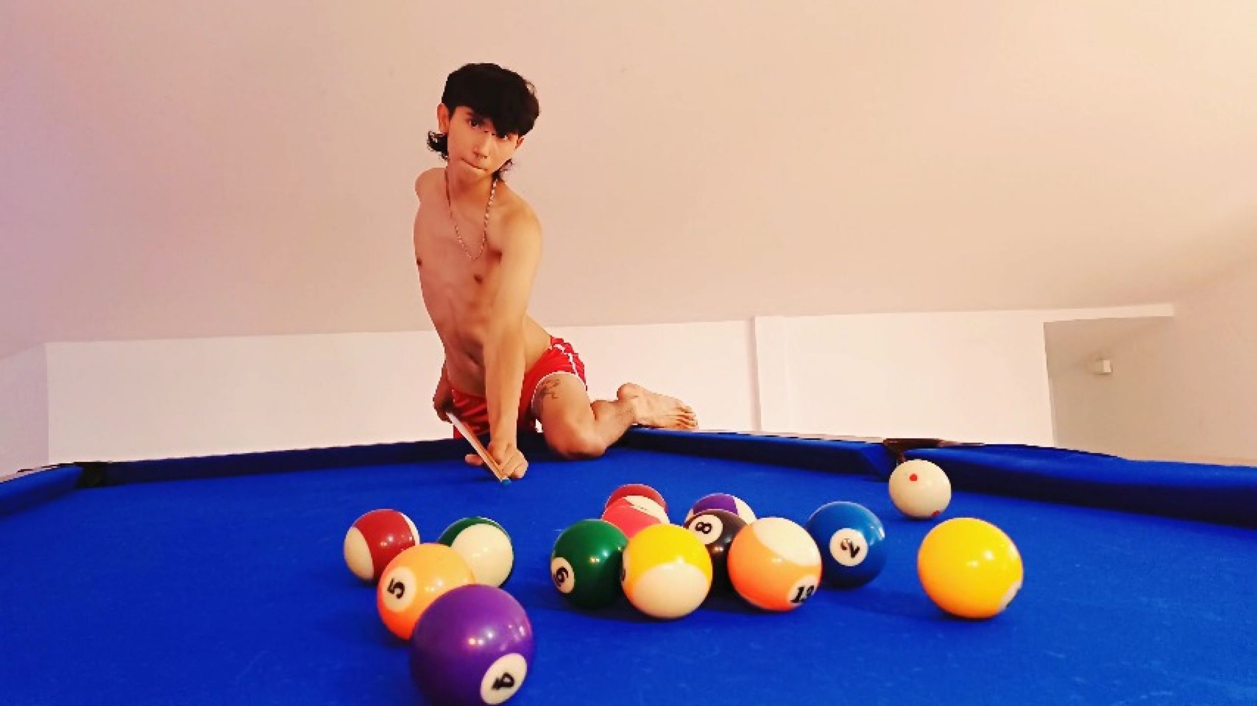 playing billiards, I get hot and masturbate on the table