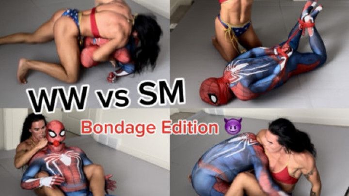 Wonder Woman vs Spiderman SuperFight: Loser Hogtied &amp; Gagged