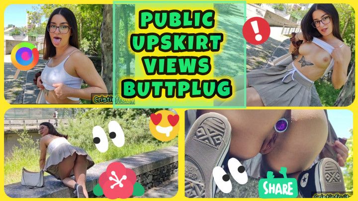 PUBLIC UPSKIRT VIEWS BUTTPLUG GIRL IN CONVERSE SNEAKERS