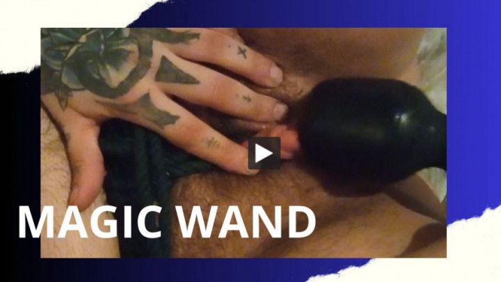 Masturbating with magic band and clitdick tied with ropes