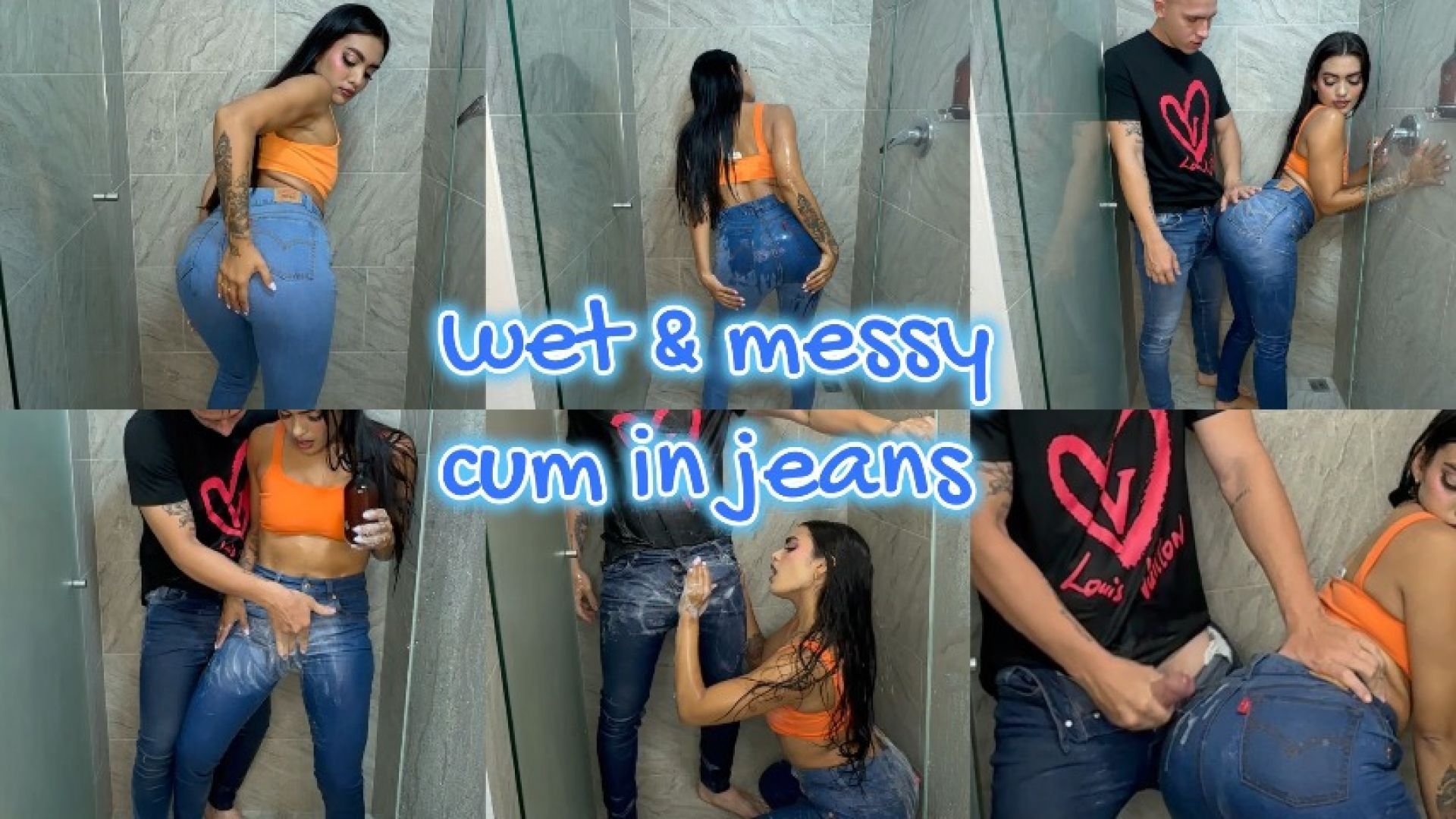 WET AND MESSY BG -CUM ON MY JEANS ASS