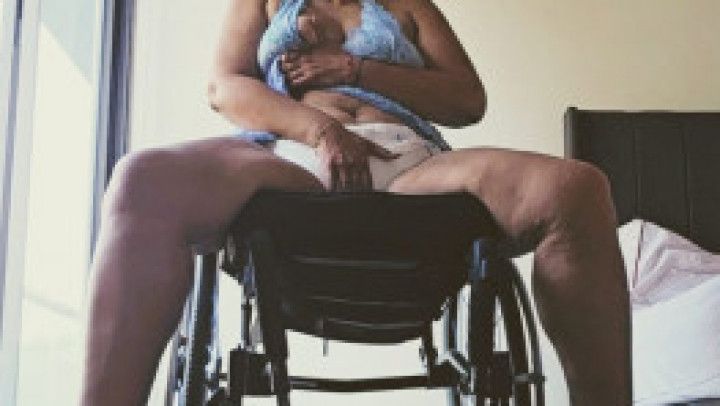 Wheelchair, diapers and lingerie masturbation