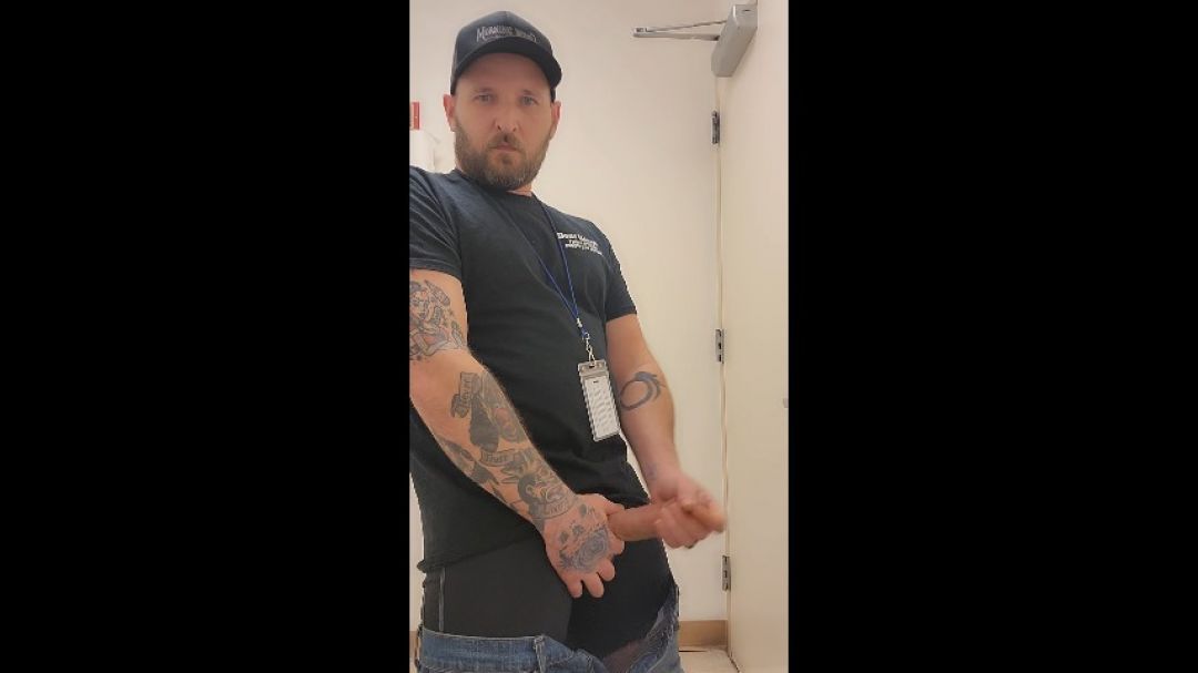 Jerking off at work in the bathroom