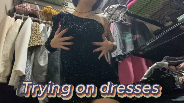 Trying on dresses in a store completely naked is so exciting