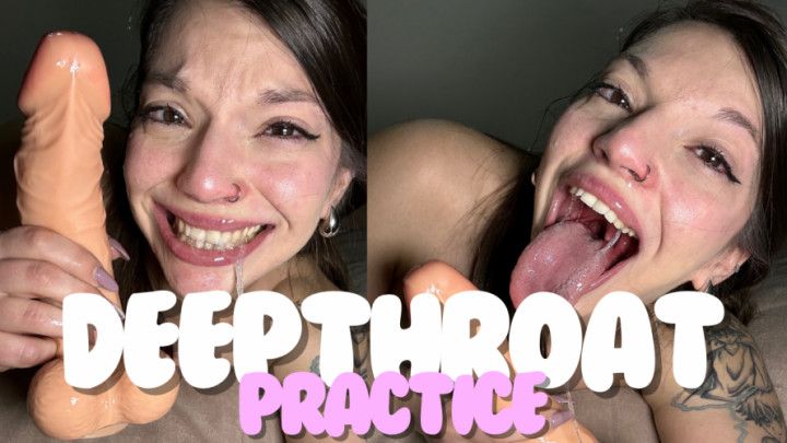 THE MESSIEST DEEPTHROAT PRACTICE WITH A DILDO OF 10 INCHES