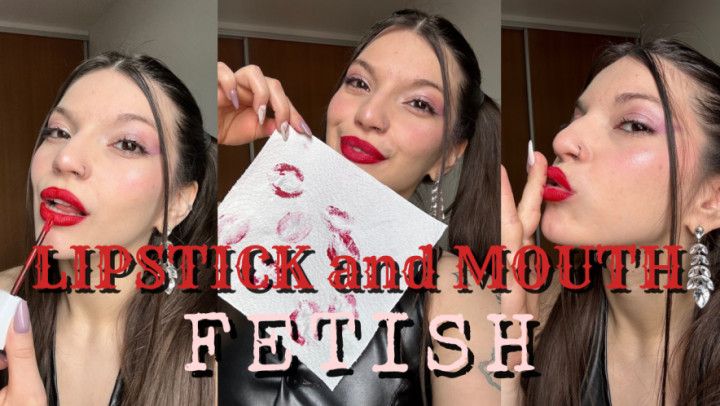 RED LIPSTICK APPLICATION, SPIT KISSES, MARKS AND BLOWJOB