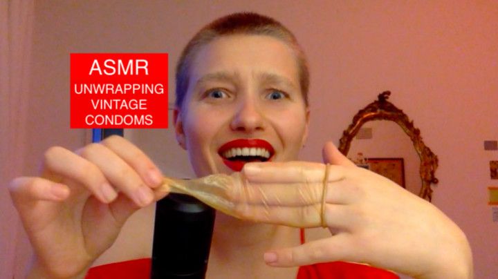 ASMR unwrapping vintage condoms