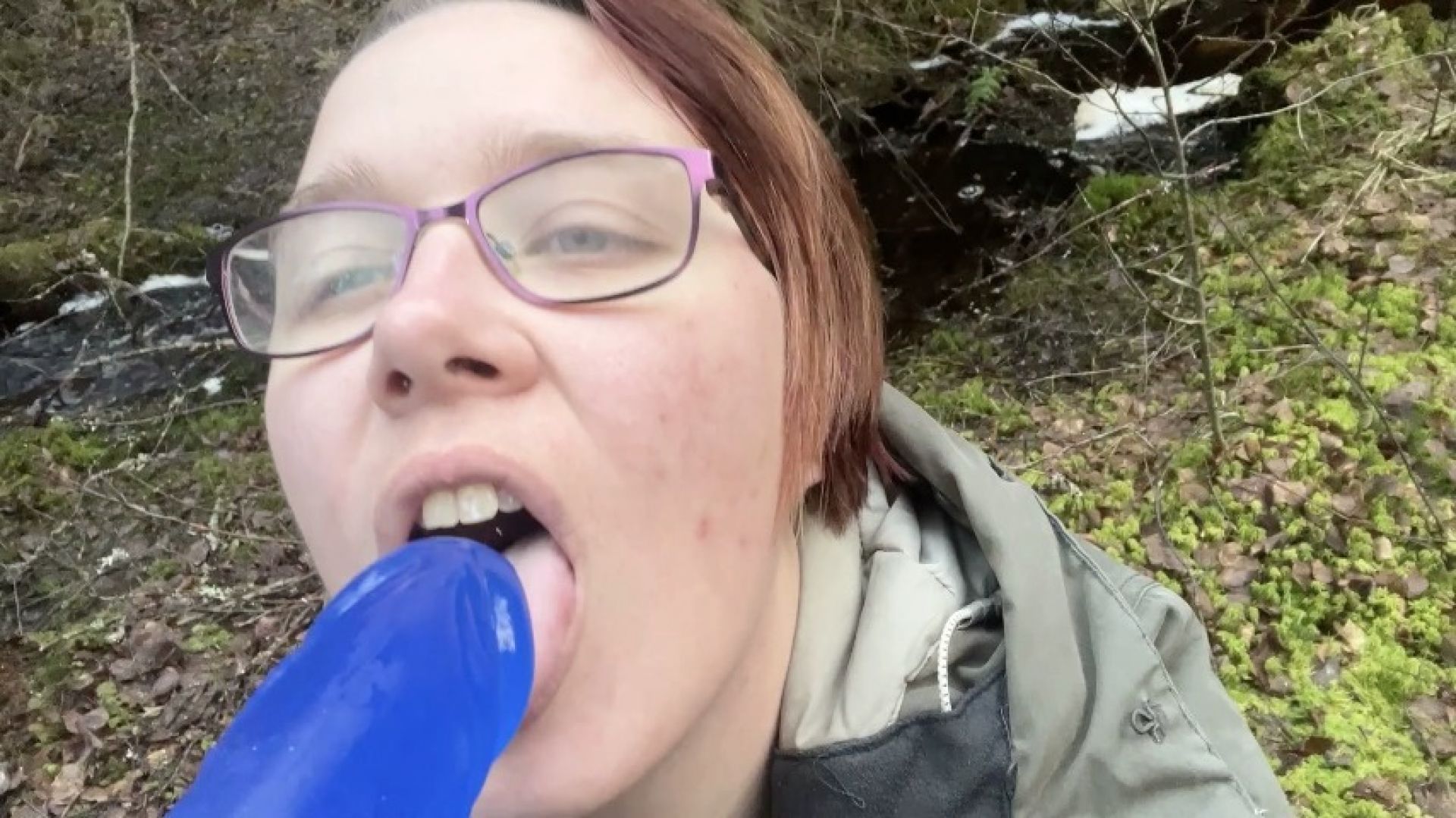 POV sucking your dick in the forest