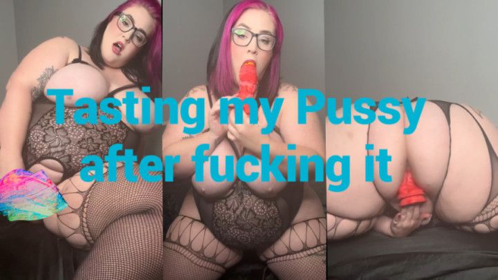 Tasting my pussy after fucking it