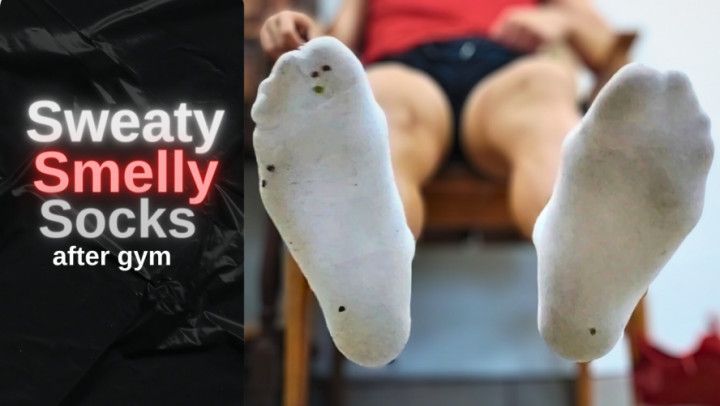 Sweaty and Smelly Socks - Male Feet Dirty after Gym Session