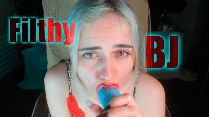 Filthy sloppy BJ smearing red lipstick