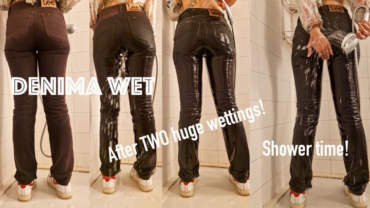 Part 3. Shower in new Lee jeans after two huge wettings