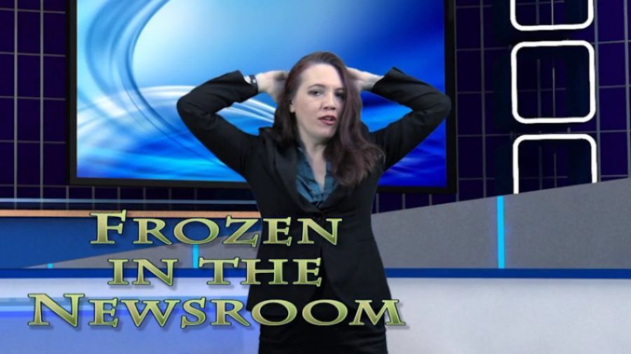 Evangeline Frozen in the Newsroom