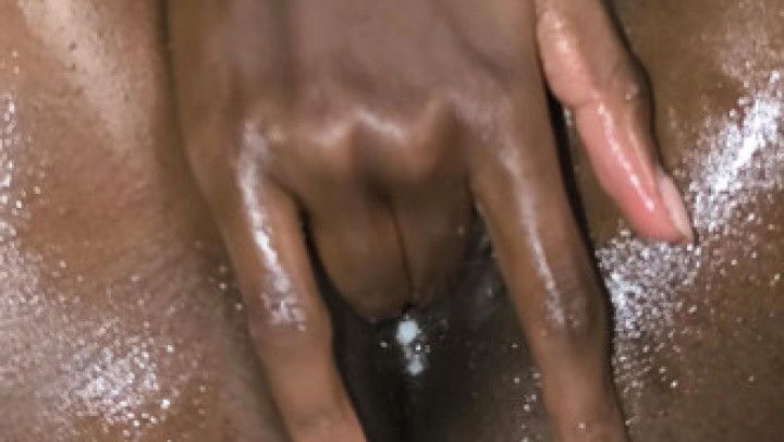 Oiled up titty and pussy play