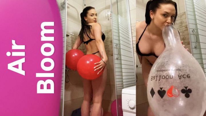 Popping balloons wet in the shower