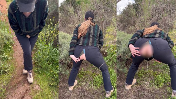 Peeing through a hole in my pants while hiking