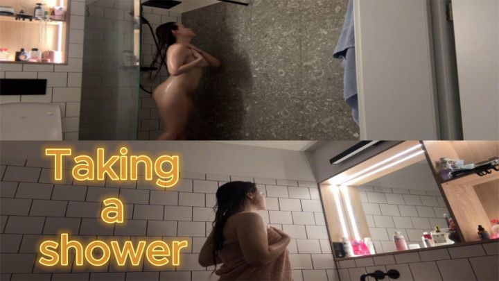 Taking a shower after a hard day