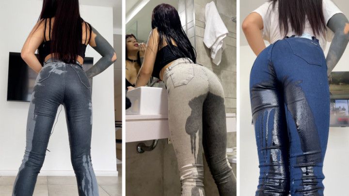 Wet Jeans! Piss Compilation in different Jeans