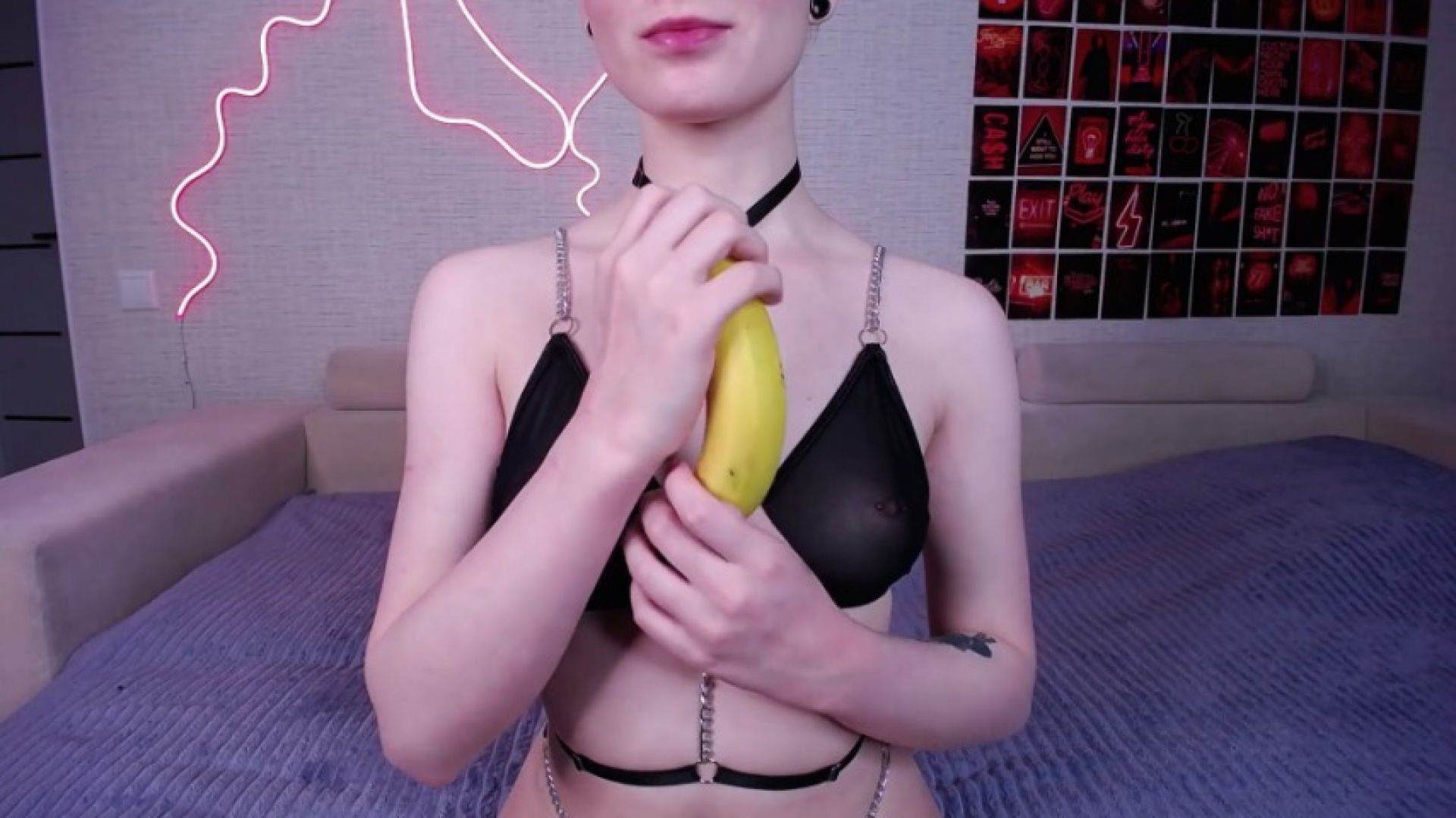 training my sucking skills on banana