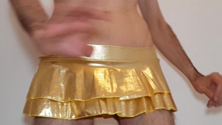 Golden MiniSkirt &quot;Couldn't wait&quot; try on