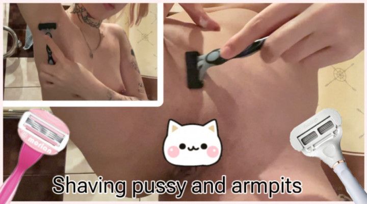 Shaving pussy and armpits