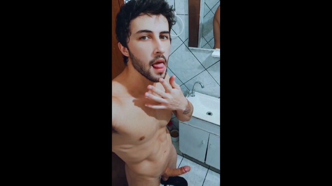 Brazilian fitness model plays with his cock and ass