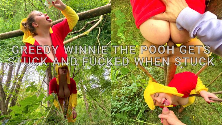 Winnie the Pooh got greedy and stuck and has to be fucked 4K