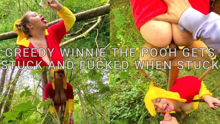 Winnie the Pooh got greedy and stuck and has to be fucked HD