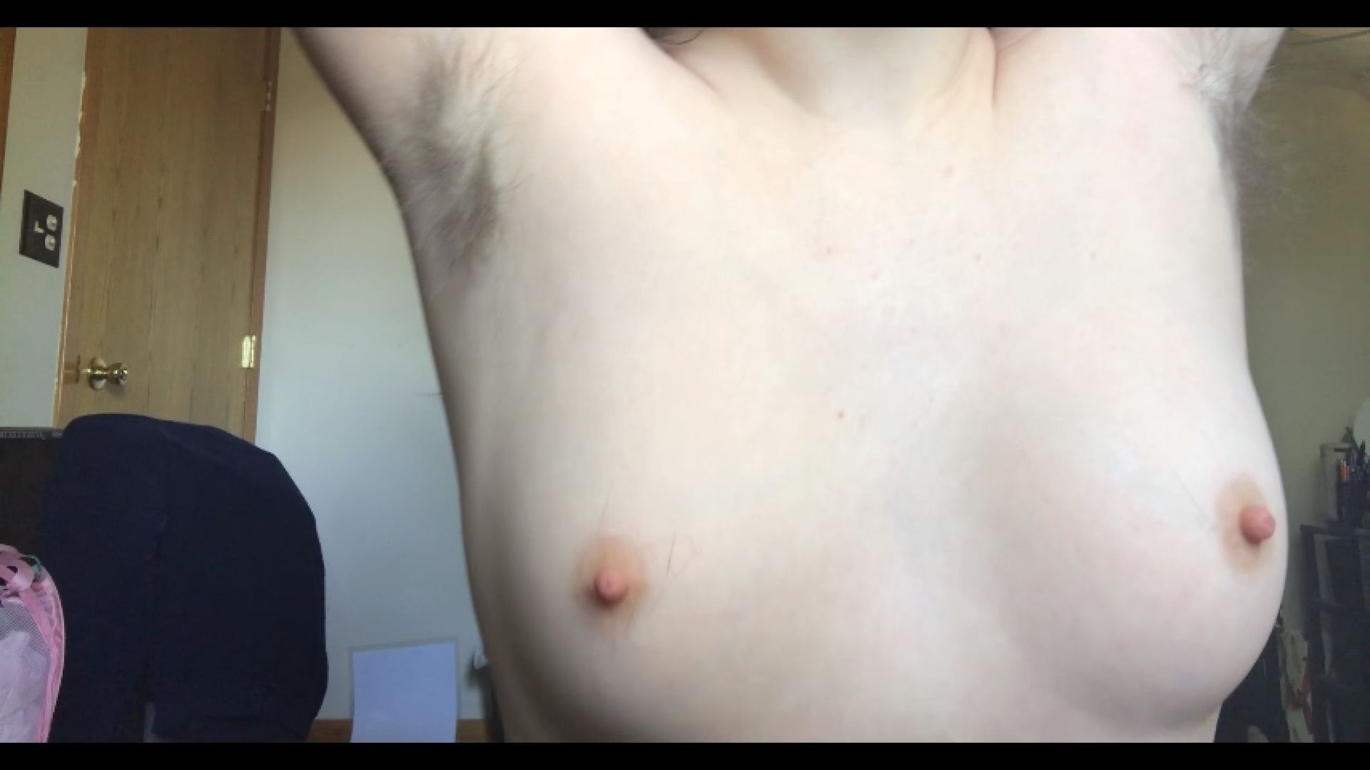 Playing with my Small Tits and Hairy Armpits