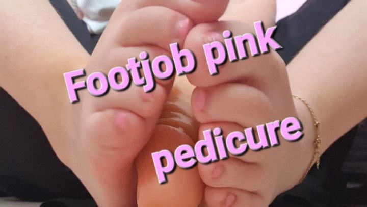 Footjob dildo + pink pedicure