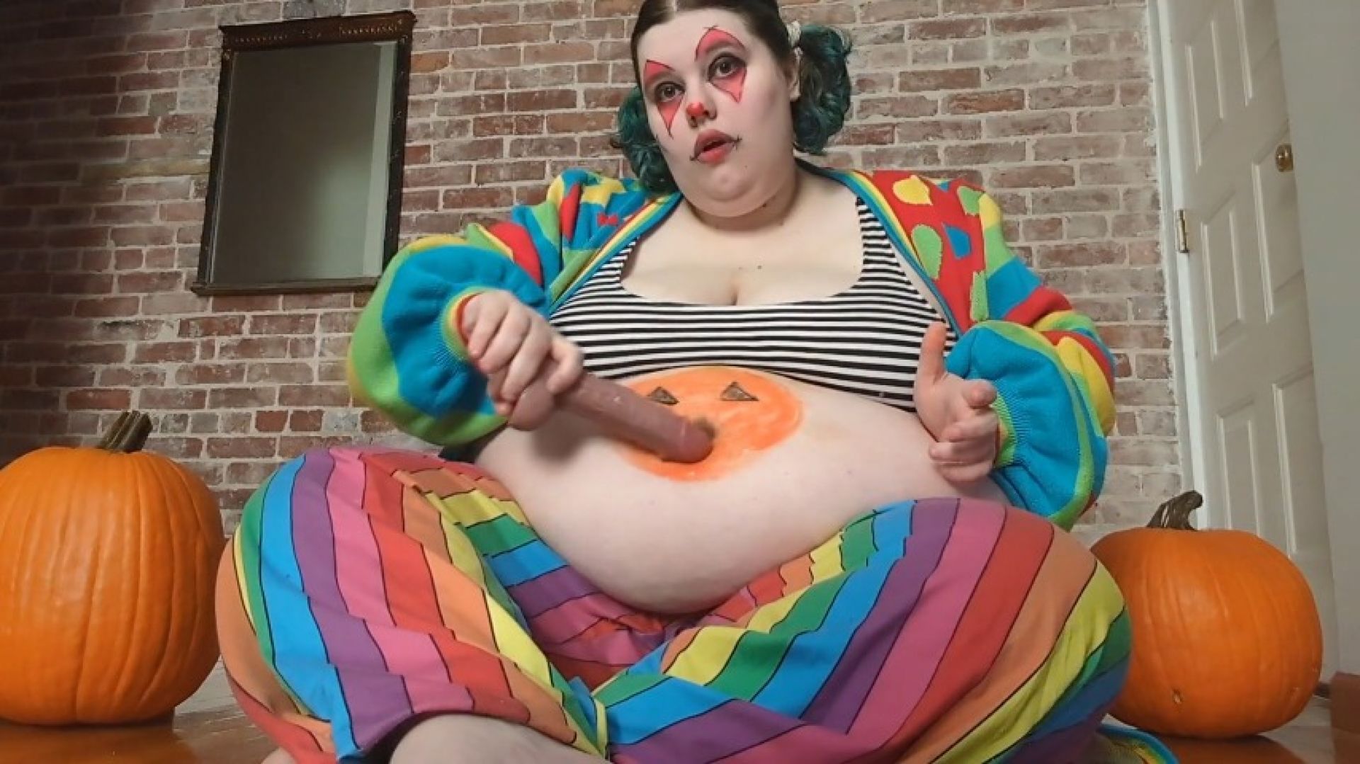 Fat Clown Belly Button Painting and Fucking