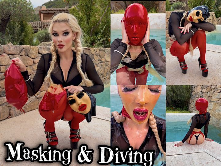 Triple MASKING DIVING in a pool - bad breath