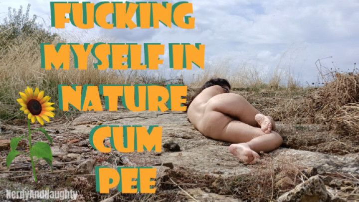 Masturbating in nature cum and pee