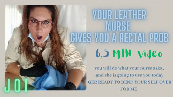 leather nurse gives you a full once over