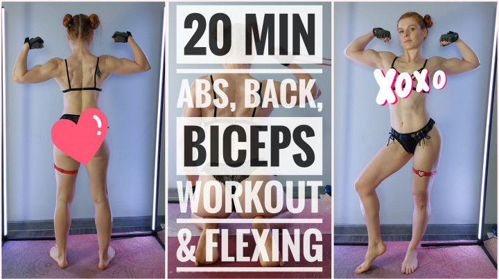 20 MIN! Biceps, Back &amp; Abs Workout &amp; Flexing