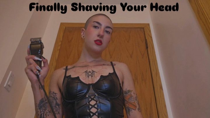 Hairy girl Head Shaves Herself and You