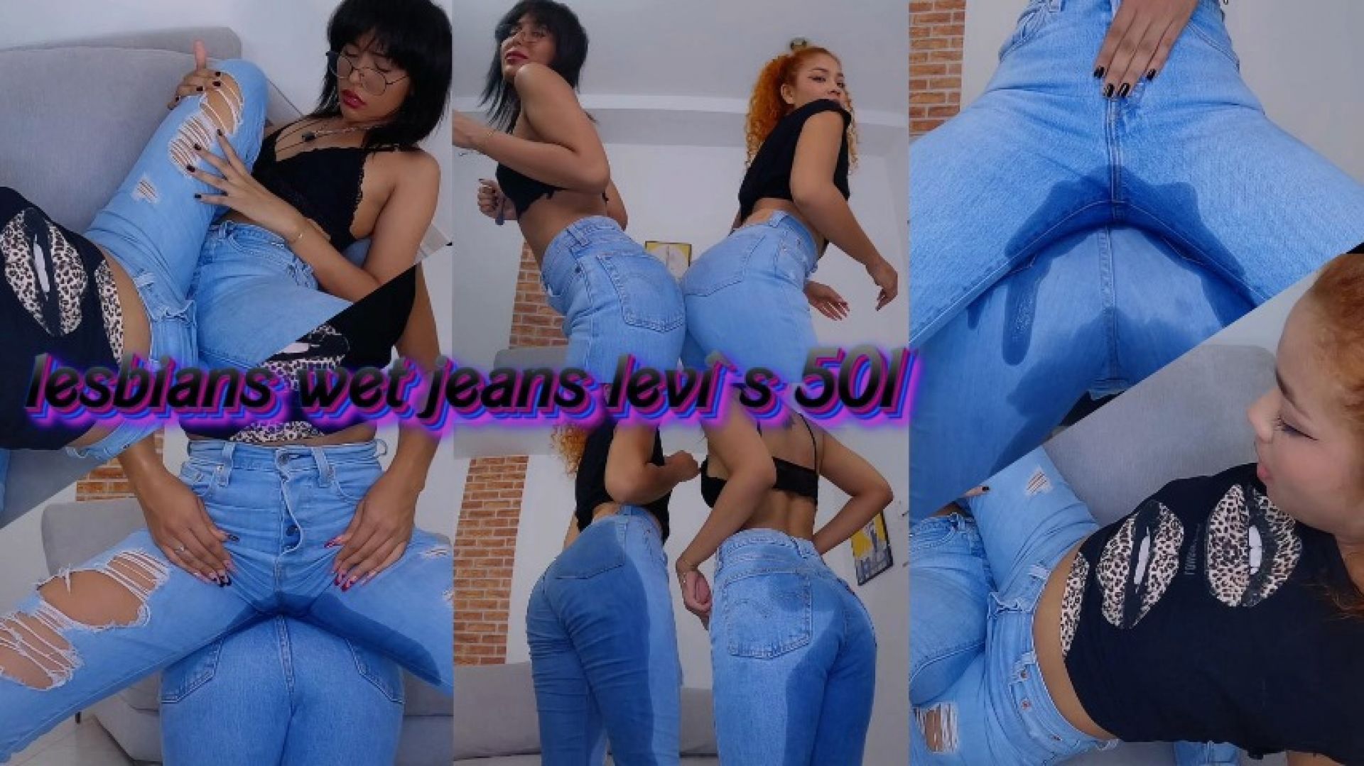 LESBIANS WET JEANS LEVI'S 501