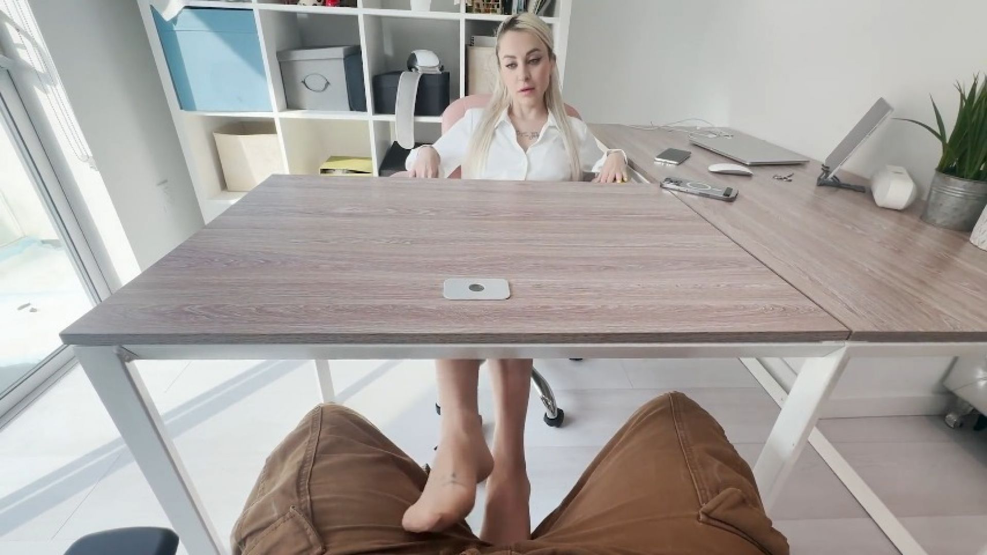 Boss Makes Employee Cum In Pants Under The Table