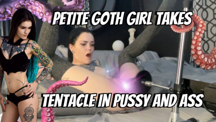 Petite Goth Girl takes tentacle in pussy and ass