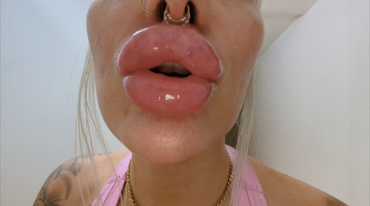 Big fake lips lip filler fetish showoff worship