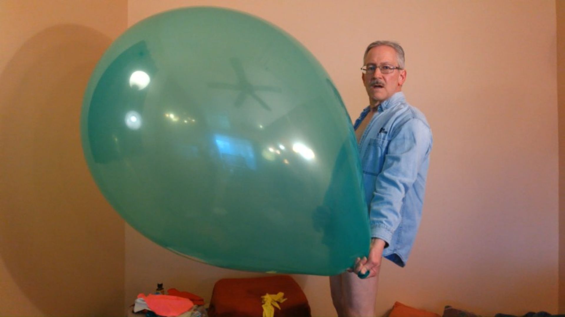 Daddy Inflates and Pops 3 Giant Balloons While Masturbating