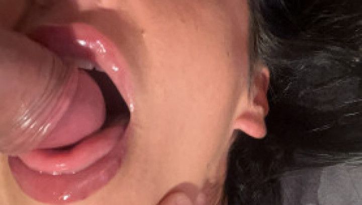 Gagging on my Stepbrothers Cock until he Cums on my Face