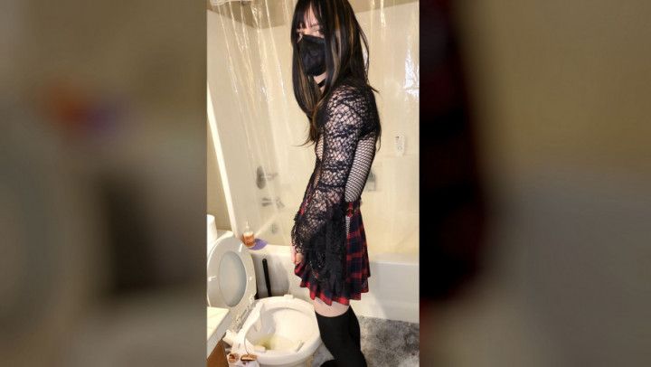 Trans Girl Pissing in the toilet POV Oops