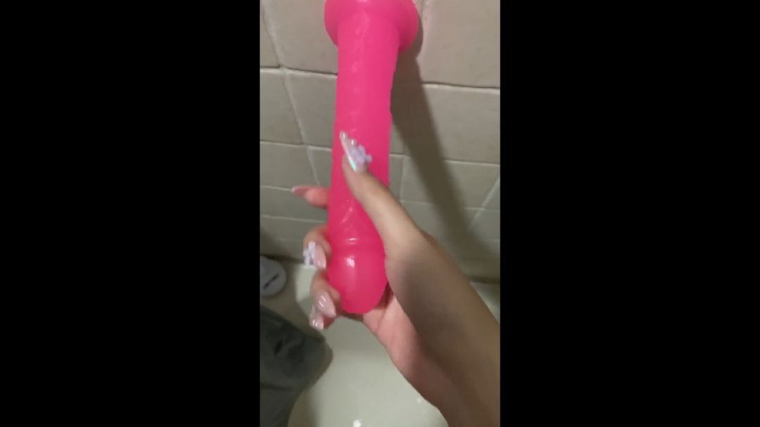 Stroking and fucking with my dildo in the shower