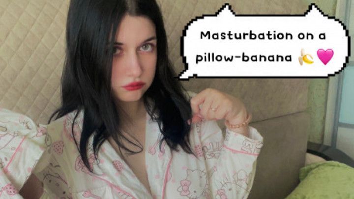 Masturbation on a pillow-banana