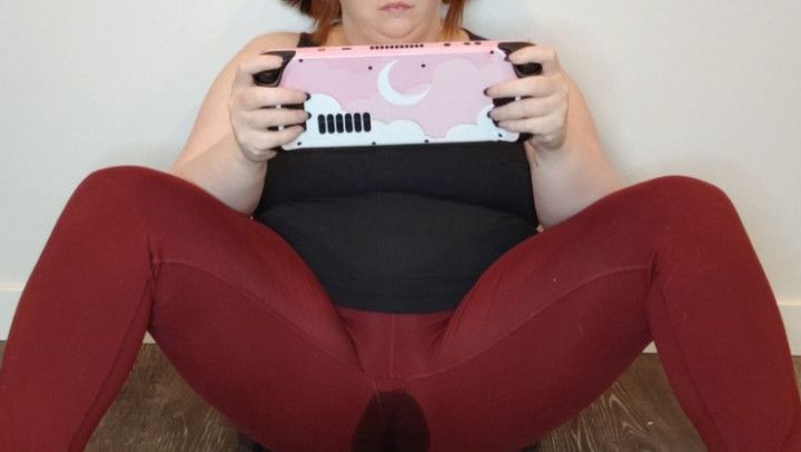 Redhead BBW Casually Wets Self While Playing Game