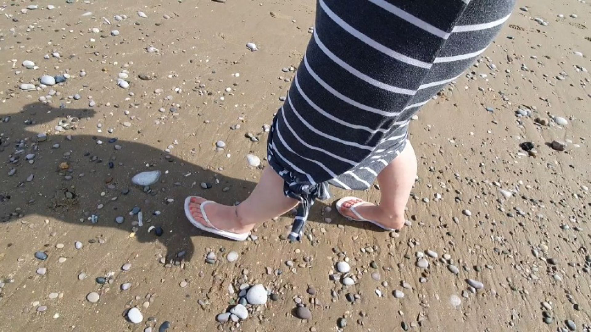 Stepping On Shells On The Beach In My Flip Flip Flops