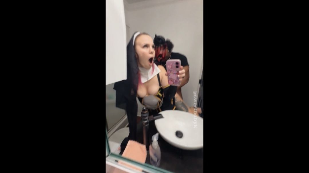 Devils fucks nun in bathroom at a house party