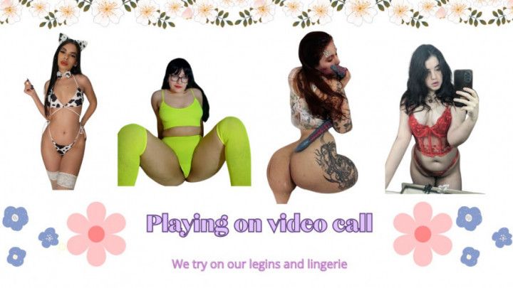 Haul of leggings in video call